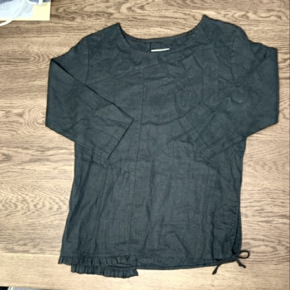 ✨ - Nooshin Femme sz s Black Linen Blend Top - Picture 3 of 5